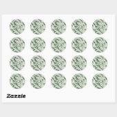 Elegant  wit groen botanisch bladpatroon ronde sticker (Vel)