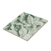 Elegant wit groen botanisch bladpatroon tegeltje (Zijkant)