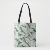 Elegant wit groen botanisch bladpatroon tote bag (Voorkant)