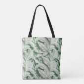 Elegant wit groen botanisch bladpatroon tote bag (Achterkant)