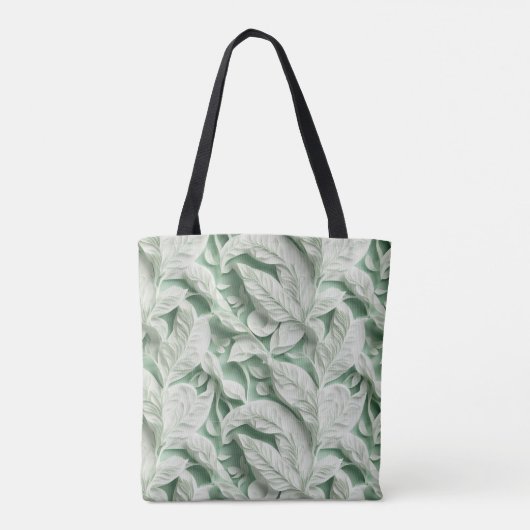 Elegant wit groen botanisch bladpatroon tote bag (Achterkant)