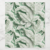 Elegant wit groen botanisch bladpatroon wijn etiket (Enkel label)