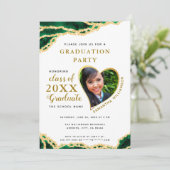 Elegant wit groen goud agaat 2025 Afstuderen Kaart (Staand voorkant)