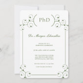 Elegant wit groen PhD Afstuderen Kaart (Voorkant)