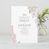 Elegant wit groen roze hyacint bloemenbruiloft kaart (Staand voorkant)
