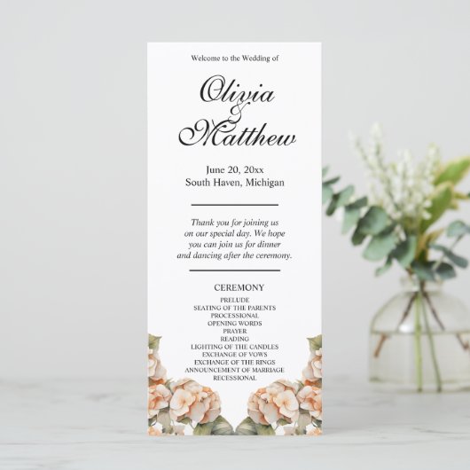 Elegant wit groen sinaasappel boho bloemenprogramm (Staand voorkant)