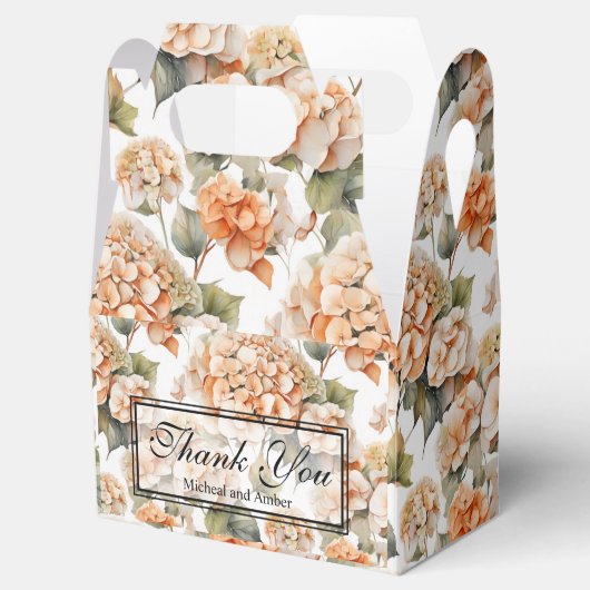 Elegant wit groen sinaasappel boho waterverf flora bedankdoosjes (Geopend)