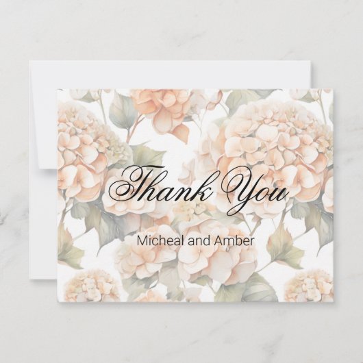 Elegant wit groen sinaasappel boho waterverf flora bedankkaart (Voorkant)