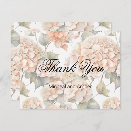 Elegant wit groen sinaasappel boho waterverf flora bedankkaart (Voorkant / Achterkant)