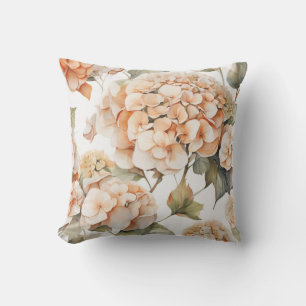 Elegant wit groen sinaasappel boho waterverf flora buitenkussen