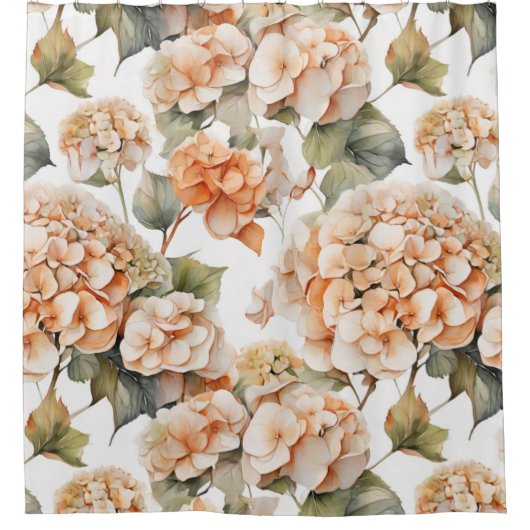 Elegant wit groen sinaasappel boho waterverf flora douchegordijn (Voorkant)