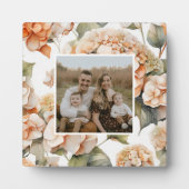 Elegant wit groen sinaasappel boho waterverf flora fotoplaat (Voorkant)