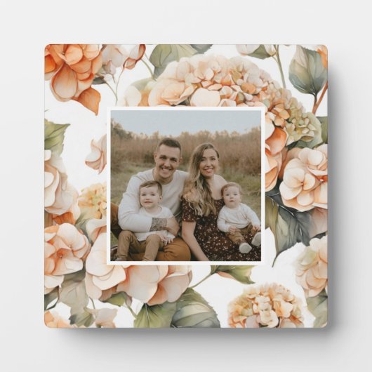 Elegant wit groen sinaasappel boho waterverf flora fotoplaat (Voorkant)