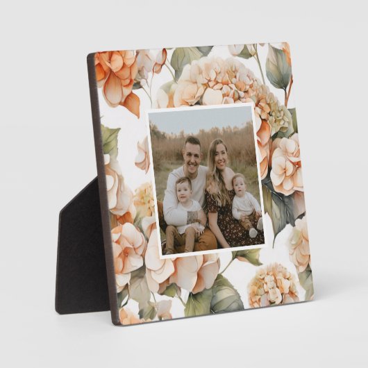 Elegant wit groen sinaasappel boho waterverf flora fotoplaat (Voorkant)