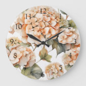 Elegant wit groen sinaasappel boho waterverf flora grote klok (Voorkant)