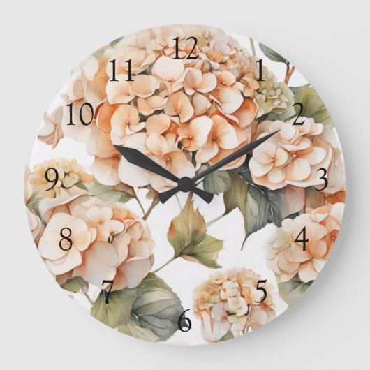 Elegant wit groen sinaasappel boho waterverf flora grote klok (Voorkant)