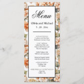 Elegant wit groen sinaasappel boho waterverf flora menu (Voorkant)