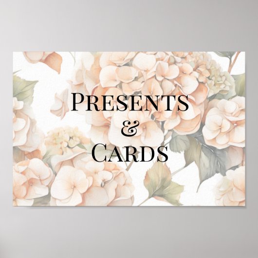 Elegant wit groen sinaasappel boho waterverf flora poster (Voorkant)