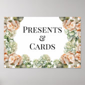 Elegant wit groen sinaasappel boho waterverf flora poster (Voorkant)