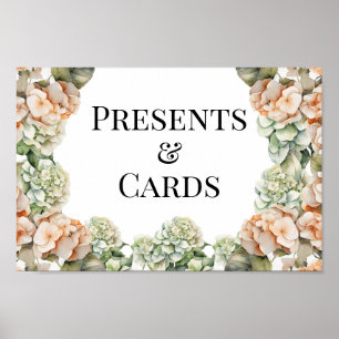 Elegant wit groen sinaasappel boho waterverf flora poster