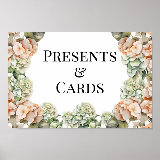 Elegant wit groen sinaasappel boho waterverf flora poster (Voorkant)