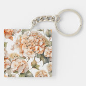 Elegant wit groen sinaasappel boho waterverf flora sleutelhanger (Achterkant)