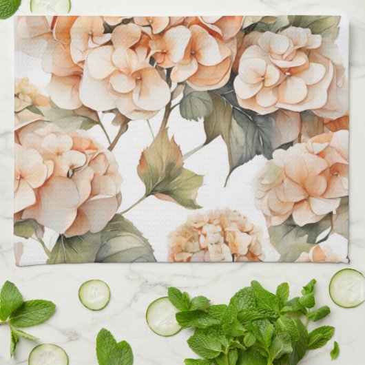 Elegant wit groen sinaasappel boho waterverf flora theedoek (Gevouwen)