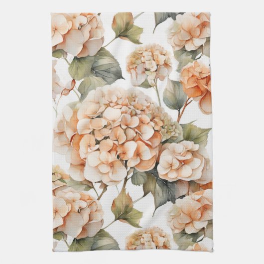 Elegant wit groen sinaasappel boho waterverf flora theedoek (Verticaal)