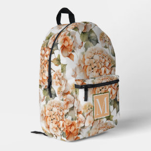 Elegant wit groen sinaasappel floral boho monogram bedrukte rugzak