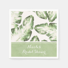Elegant Wit Groen Tropisch Strand Bladeren Bruilof Servetten