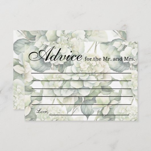 Elegant wit groen waterverf Advies Mr en Mrs Notitiekaartje (Voorkant / Achterkant)