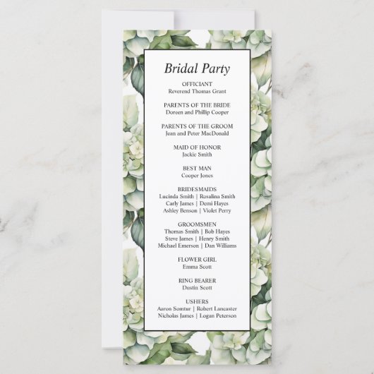 Elegant wit groen waterverf bloemenprogramma (Achterkant)