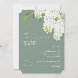 Elegant wit Hydrangea Dark Sage Vrijgezellenfeest Kaart