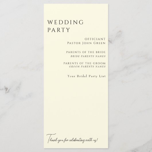 Elegant wit Hydrangea geel bruiloft programma (Achterkant)