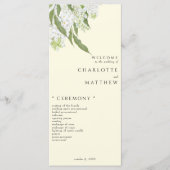 Elegant wit Hydrangea geel bruiloft programma (Voorkant)