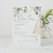 Elegant wit Hydrangea jurk Sage Vrijgezellenfeest Kaart (Staand voorkant)