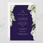 Elegant wit Hydrangea Navy Vrijgezellenfeest Kaart (Voorkant / Achterkant)