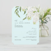 Elegant wit Hydrangea Seafoam Vrijgezellenfeest Kaart (Staand voorkant)