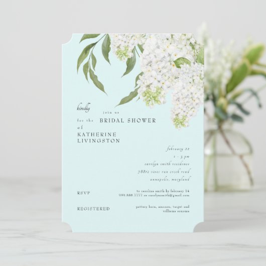 Elegant wit Hydrangea Seafoam Vrijgezellenfeest Kaart (Staand voorkant)