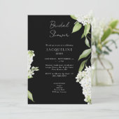 Elegant wit Hydrangea zwart Vrijgezellenfeest Kaart (Staand voorkant)