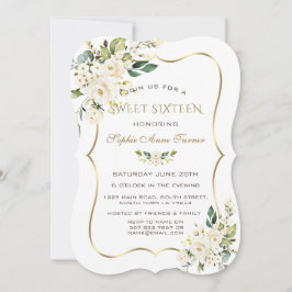 Elegant Wit Ivoor Bloem Goud Frame Zoete 16 Kaart