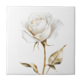 Elegant wit ivoor roos faux gold tegeltje (Voorkant)