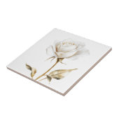 Elegant wit ivoor roos faux gold tegeltje (Zijkant)