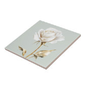 Elegant wit ivoor roos faux gold tegeltje (Zijkant)