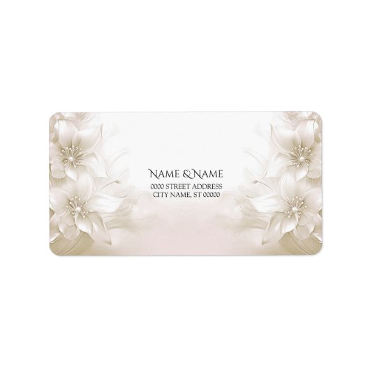 Elegant wit ivoren bloemen adreslabel etiket (Voorkant)