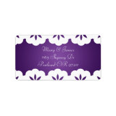 Elegant Wit Kant Bruiloft Adres Paarse Etiket (Voorkant)