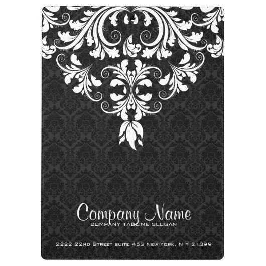 Elegant wit kant en zwarte damast klembord (Achterkant)