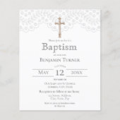 Elegant wit kant | Uitnodiging voor de doop (Voorkant)