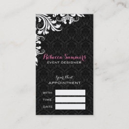 Elegant Wit Kant Zwart Damast Afspraakkaart Afsprakenkaartje