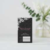 Elegant Wit Kant Zwart Damast Afspraakkaart Afsprakenkaartje (Staand voorkant)